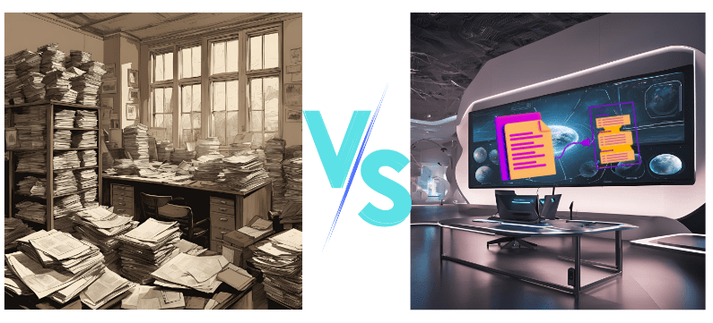 Traditional document creation versus automated document generation 